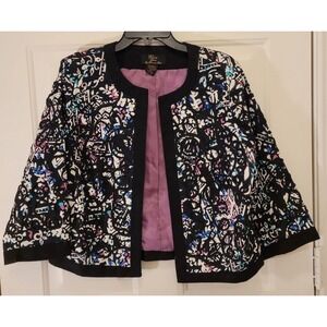 Trenz Petite by Theresa Renz Colorful Embroidered Open Women's Jacket PL